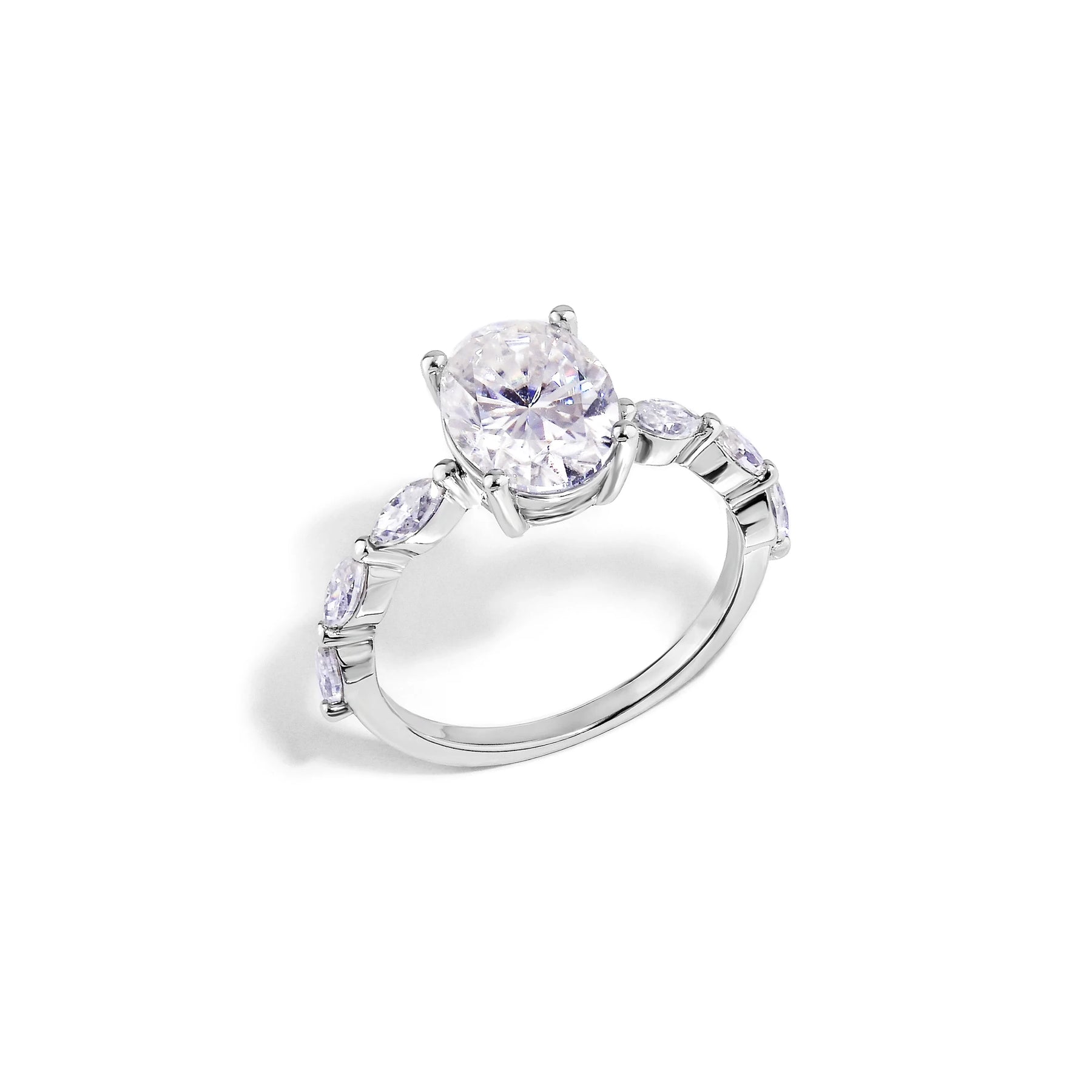 Anel de Noivado com Moissanite Oval 2ct Prata 925 Lunnelé™ - foto 2