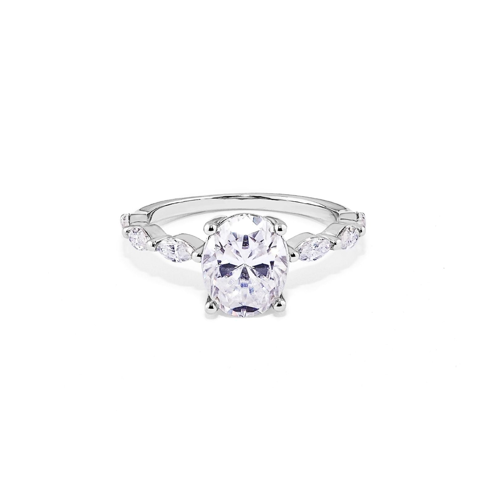 Anel de Noivado com Moissanite Oval 2ct Prata 925 Lunnelé™