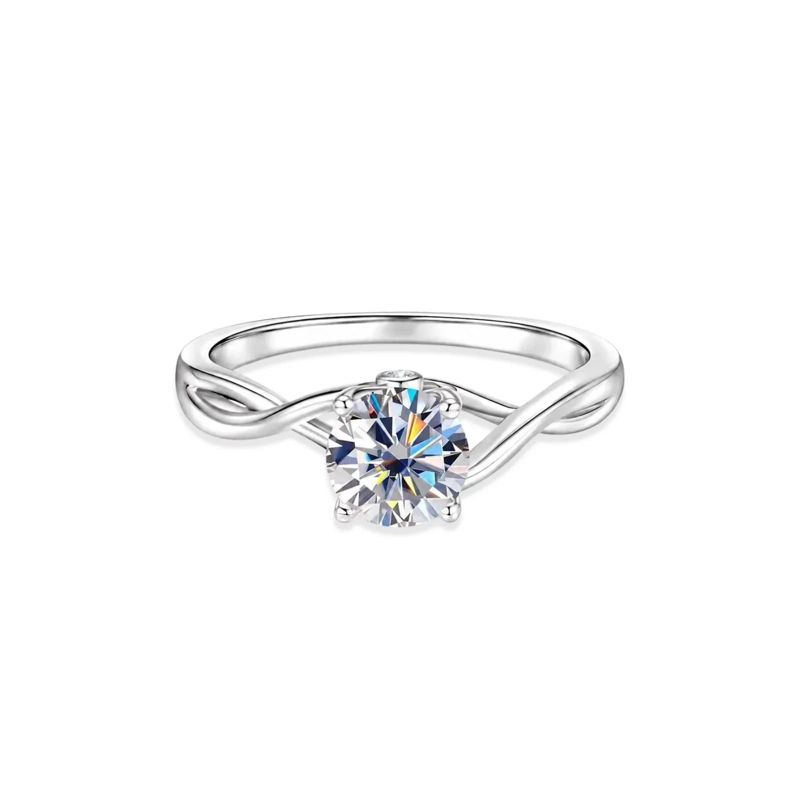 Anel de Noivado Trançado Infinito Prata 925 Moissanite 1ct Lunnelé™