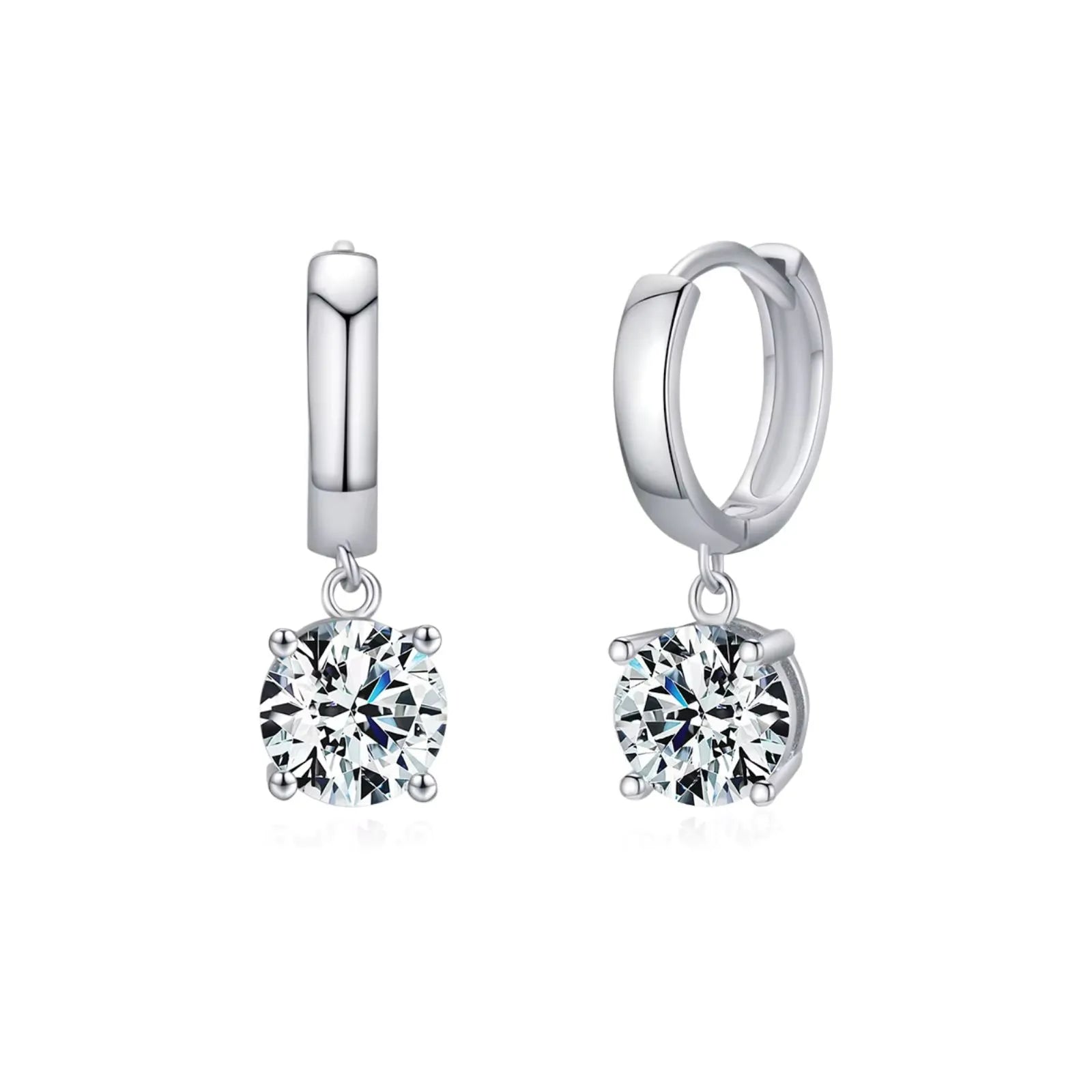 Brinco Argola com Pingente de Moissanite 1ct