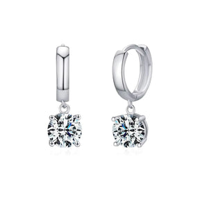Brinco Argola com Pingente de Moissanite 1ct