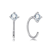 Brinco Argola Minimalista em Prata 925 com Pedra Moissanite 4mm Lunnelé™