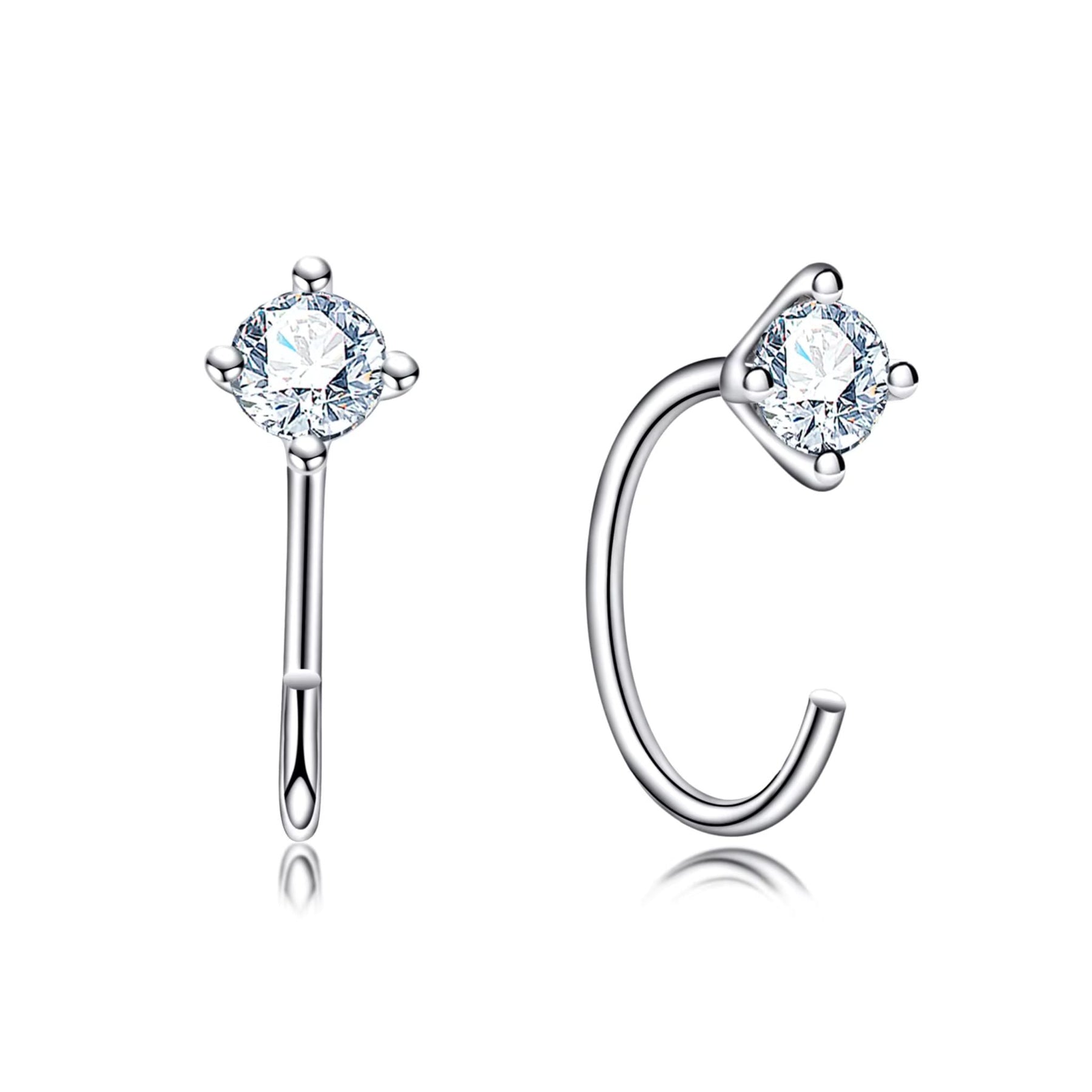 Brinco Argola Minimalista em Prata 925 com Pedra Moissanite 4mm Lunnelé™