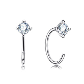 Brinco Argola Minimalista em Prata 925 com Pedra Moissanite 4mm Lunnelé™
