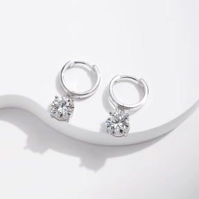 Brinco Argola com Pingente de Moissanite 1ct