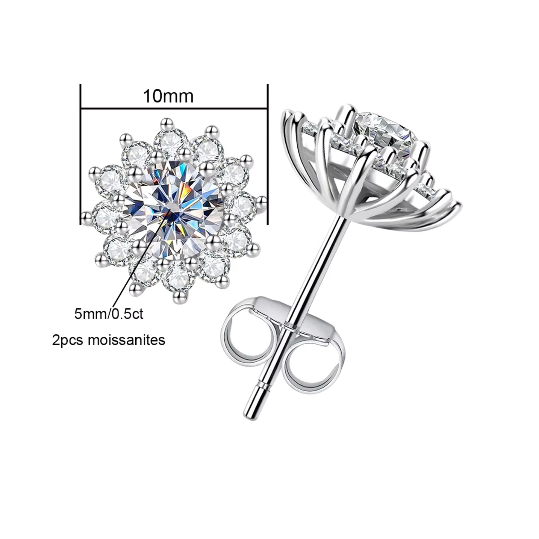 Brinco Flor Moissanite 1ct Prata 925 Lunnelé™ - foto 3