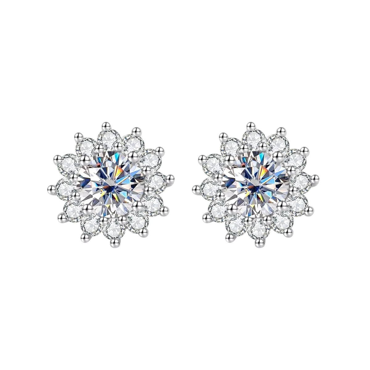 Brinco Flor Moissanite 1ct Prata 925 Lunnelé™
