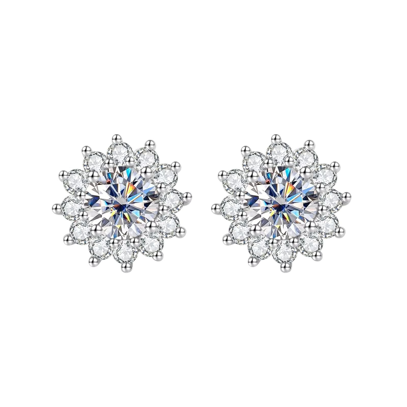 Brinco Flor Moissanite 1ct Prata 925 Lunnelé™