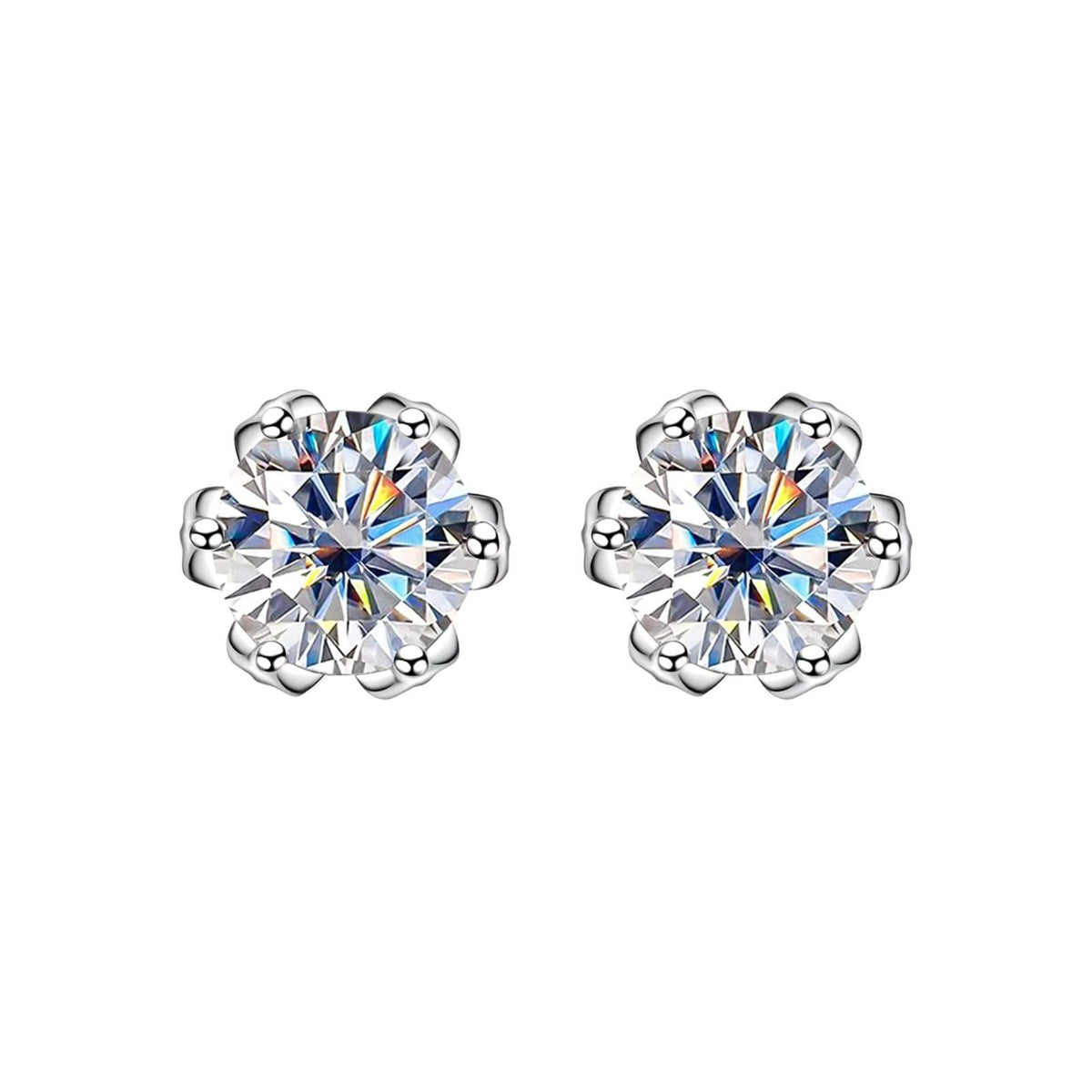 Brinco Solitário Flor Moissanite 1ct Prata 925 Lunnelé™