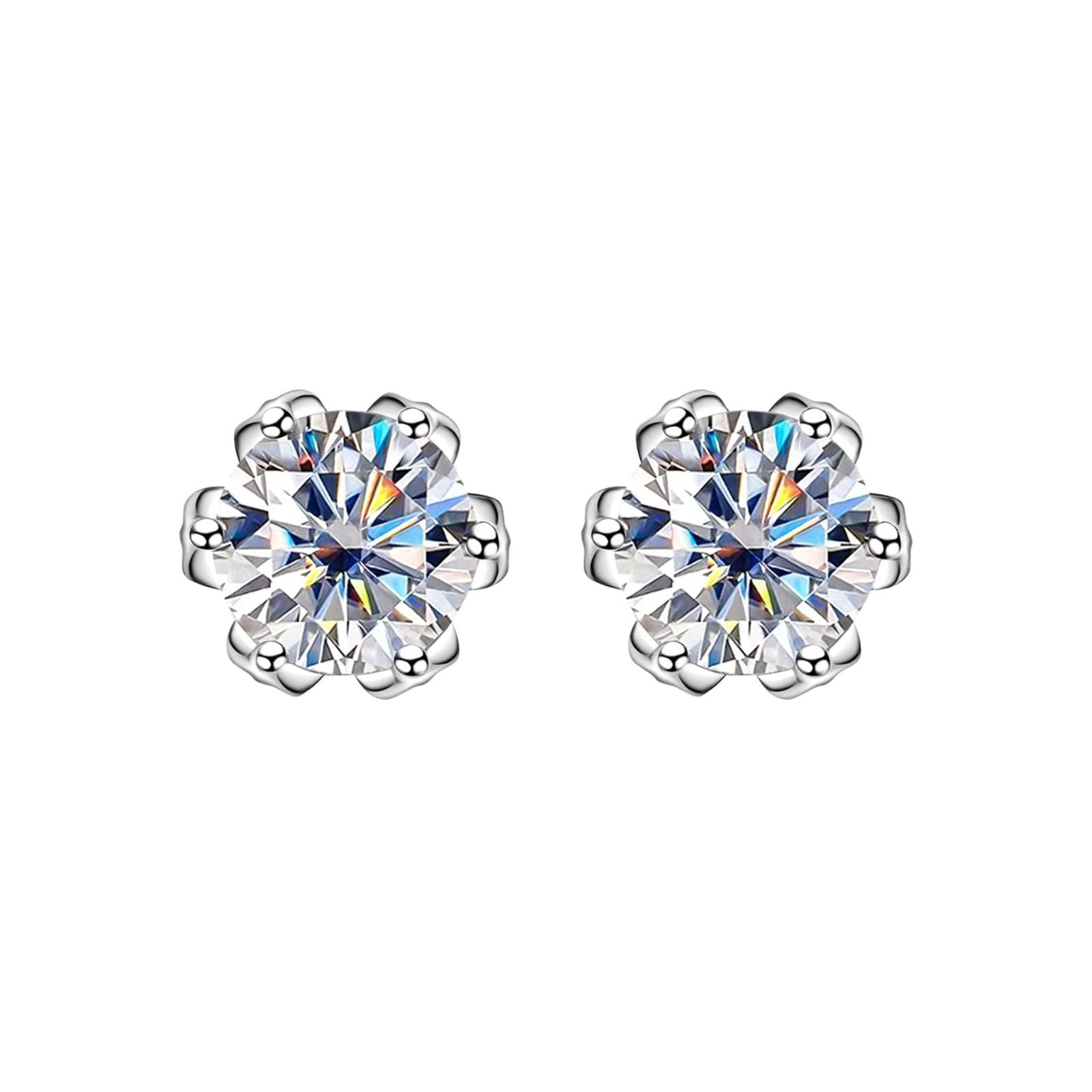 Brinco Solitário Flor Moissanite 1ct Prata 925 Lunnelé™