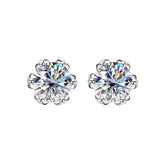Brinco Solitário Flor Moissanite 1ct Prata 925 Lunnelé™
