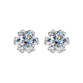 Brinco Solitário Flor Moissanite 1ct Prata 925 Lunnelé™
