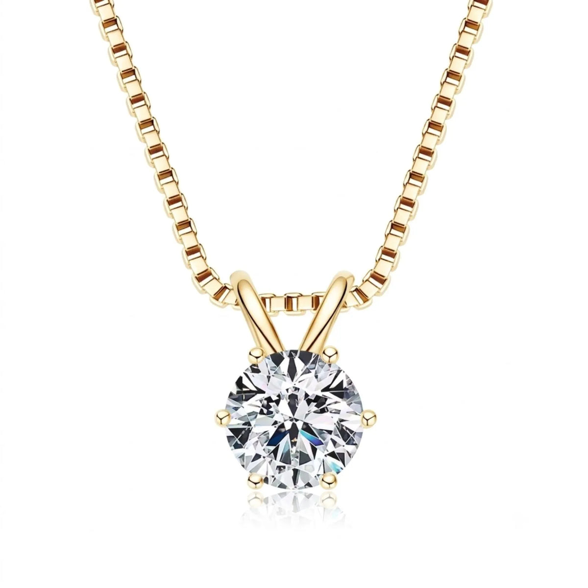 Colar Ponto de Luz Banhado a Ouro Amarelo Moissanite 1ct Prata 925 Lunnelé™