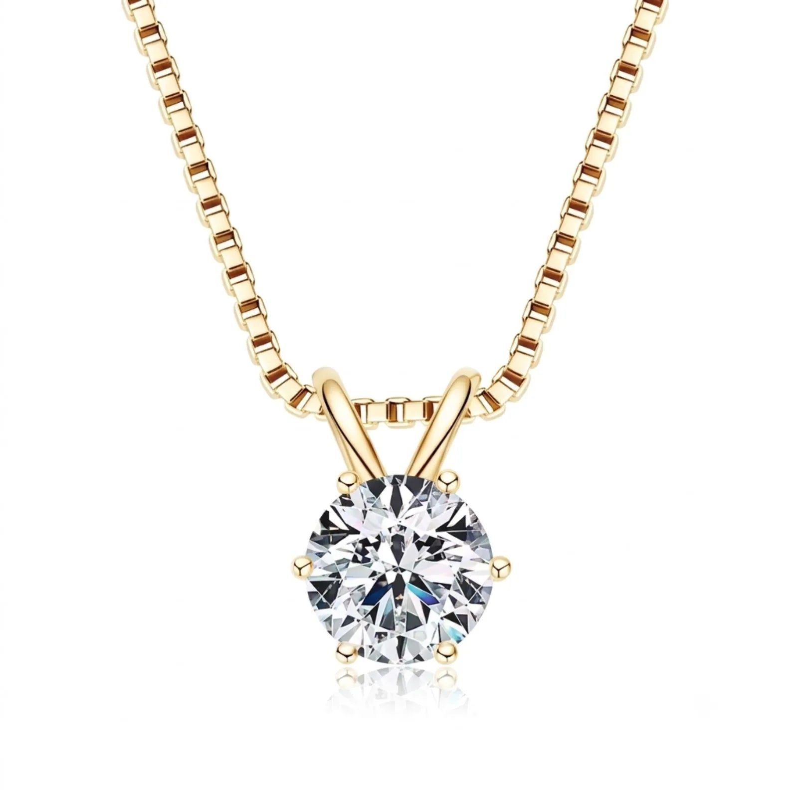 Colar Ponto de Luz Banhado a Ouro Amarelo Moissanite 1ct Prata 925 Lunnelé™