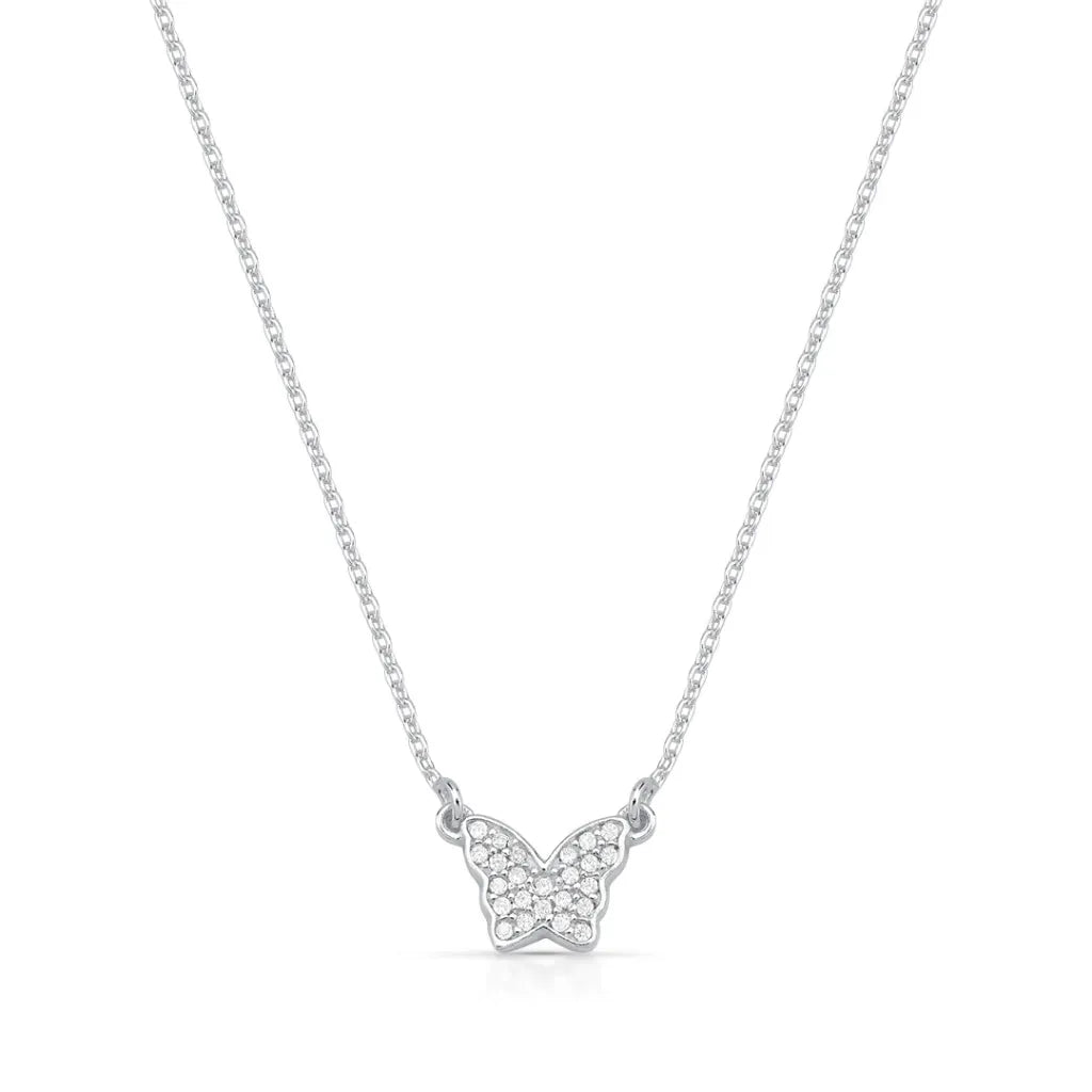 Colar Borboleta Cravejada Prata 925