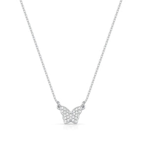 Colar Borboleta Cravejada Prata 925