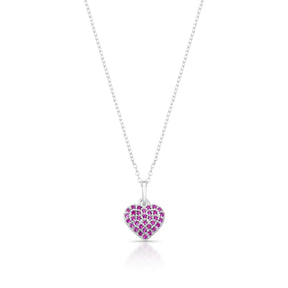 Colar Coração Cravejado Rosa em Prata 925 Lunnelé™