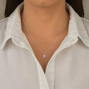 Colar Coração Cravejado Rosa em Prata 925 Lunnelé™ - foto 2