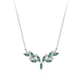 Colar Folhas Verdes Prata 925