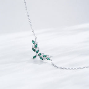 Colar Folhas Verdes Prata 925