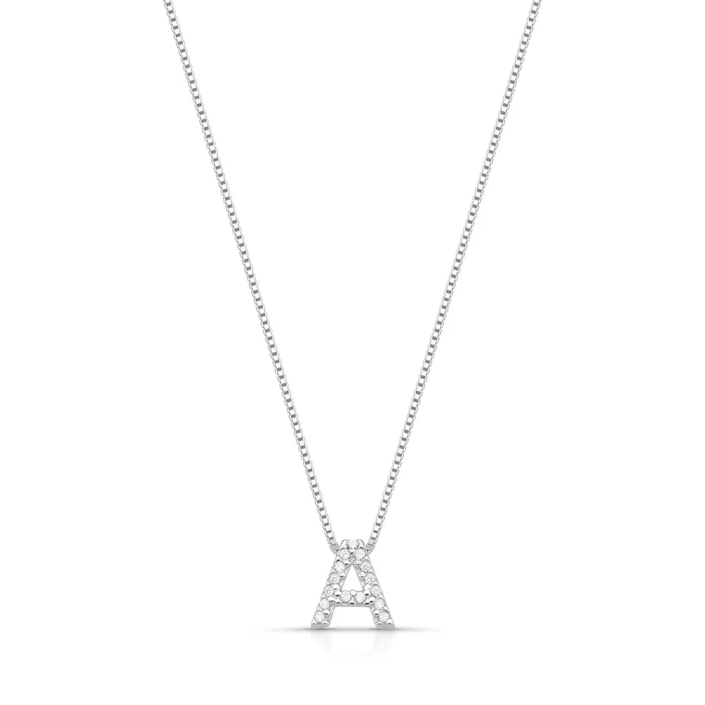 Colar Letra Inicial Cravejada Prata 925
