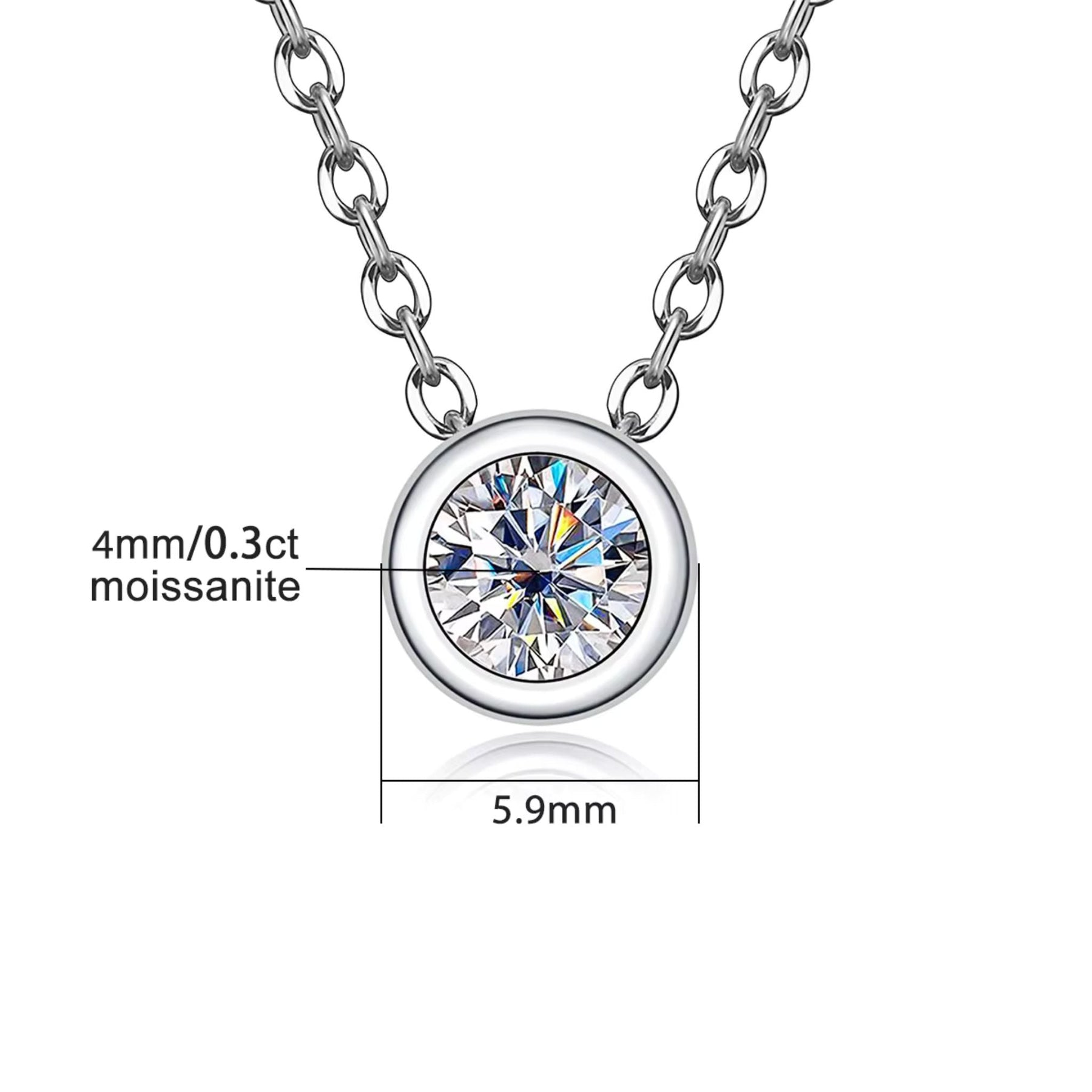 Colar Minimalista em Prata 925 Ponto de Luz Moissanite 0,3ct Lunnelé™ - foto 3