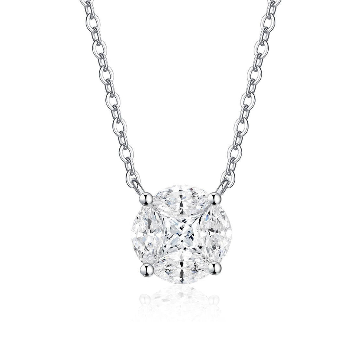 Colar Ponto de Luz Pie Cut com Moissanite 1ct Prata 925 Lunnelé™