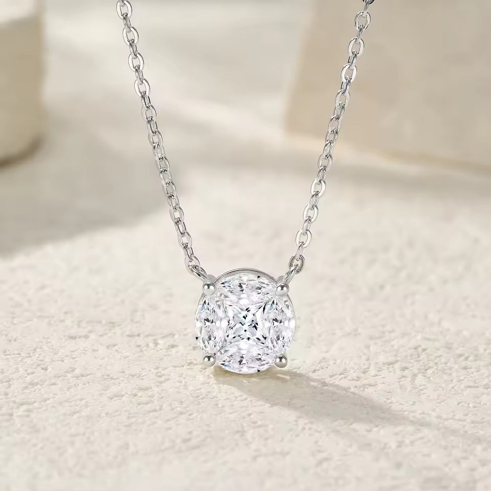 Colar Ponto de Luz Pie Cut com Moissanite 1ct