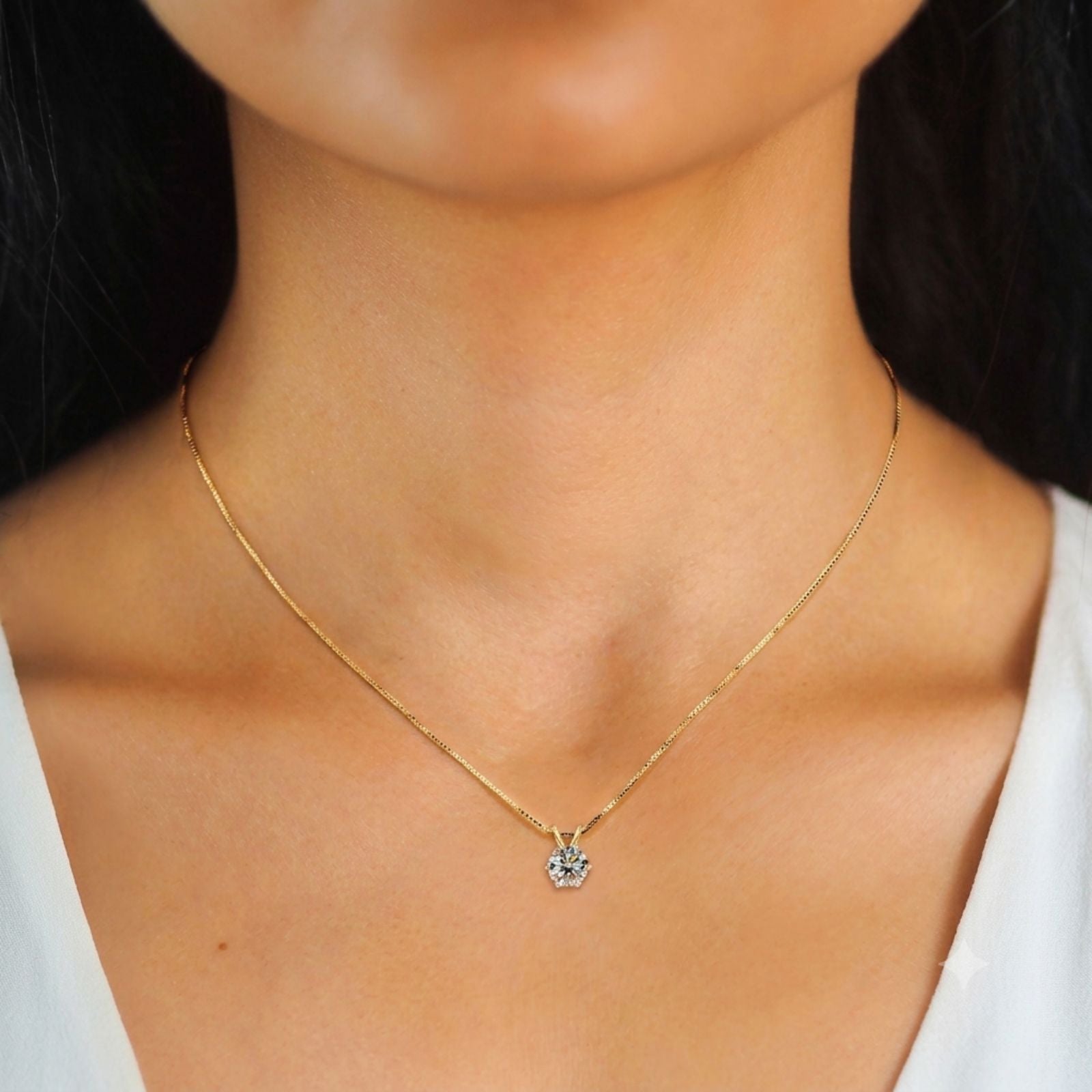 Colar Ponto de Luz Banhado a Ouro Amarelo Moissanite 1ct Prata 925 Lunnelé™ - foto 4