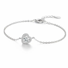 Pulseira de Prata 925 Zircônia Coração Lunnelé™