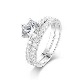 Anel Feminino de Prata 925 Duplo com Zircônia Lunnelé™