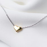 Colar Coração Dourado e Corrente em Prata Lunnelé™