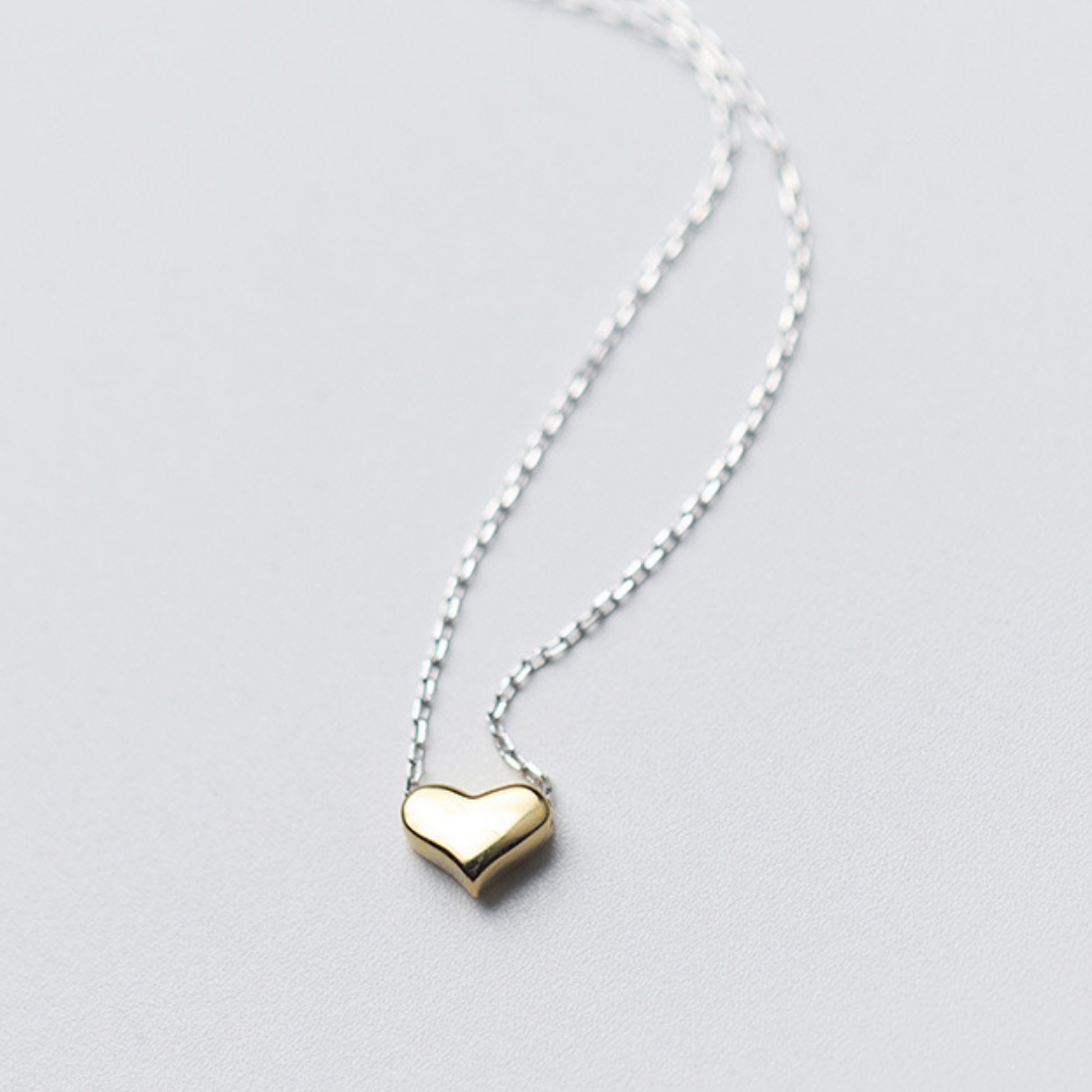 Colar Coração Dourado e Corrente em Prata Lunnelé™