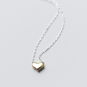 Colar Coração Dourado e Corrente em Prata Lunnelé™