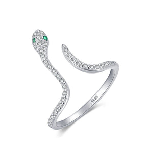 Anel Serpente Cravejado Zircônia Prata 925 Lunnelé™