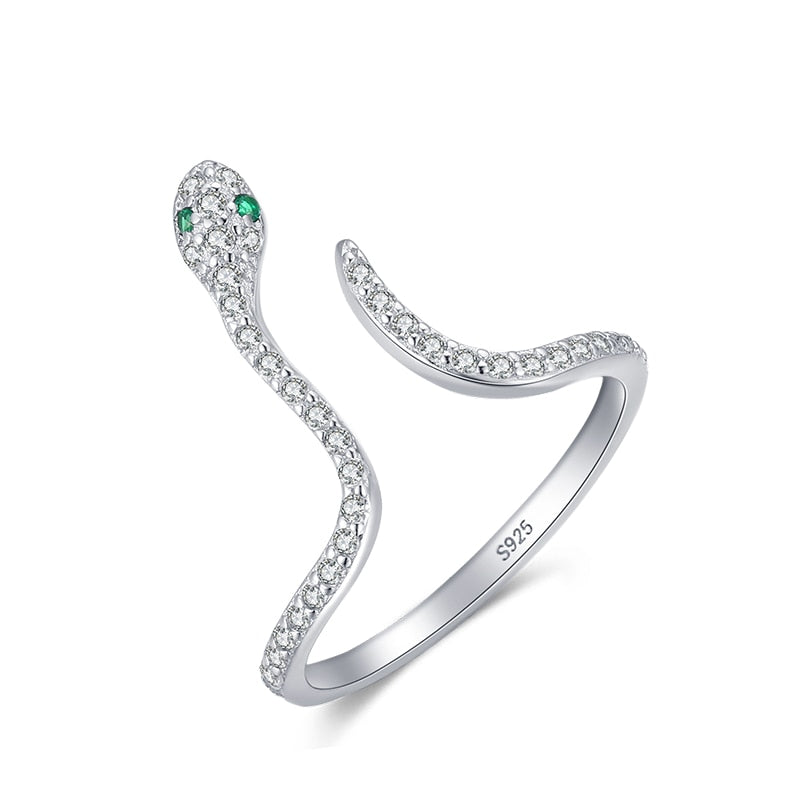 Anel Serpente Cravejado Zircônia Prata 925 Lunnelé™