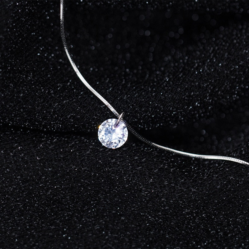 Colar Ponto de Luz Cristal Zircônia Prata Regulável Lunnelé™