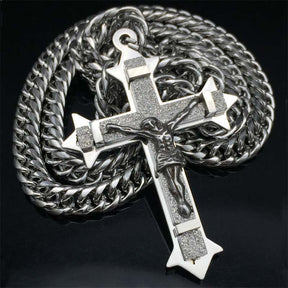 Corrente com Pingente Crucifixo Modern em Aço Inoxidável Lunnelé™