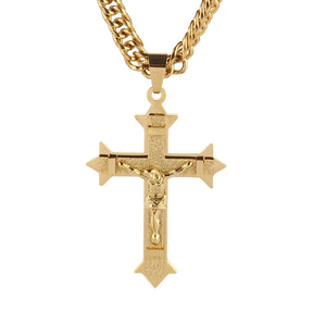 Corrente com Pingente Crucifixo Modern em Aço Inoxidável Lunnelé™