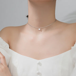 Colar Ponto de Luz Cristal Zircônia Prata Regulável Lunnelé™