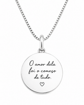 Colar Medalha O amor dela foi o começo de tudo Em Prata 925 Lunnelé™