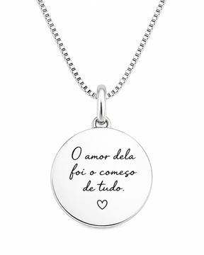 Colar Medalha O amor dela foi o começo de tudo Em Prata 925 Lunnelé™