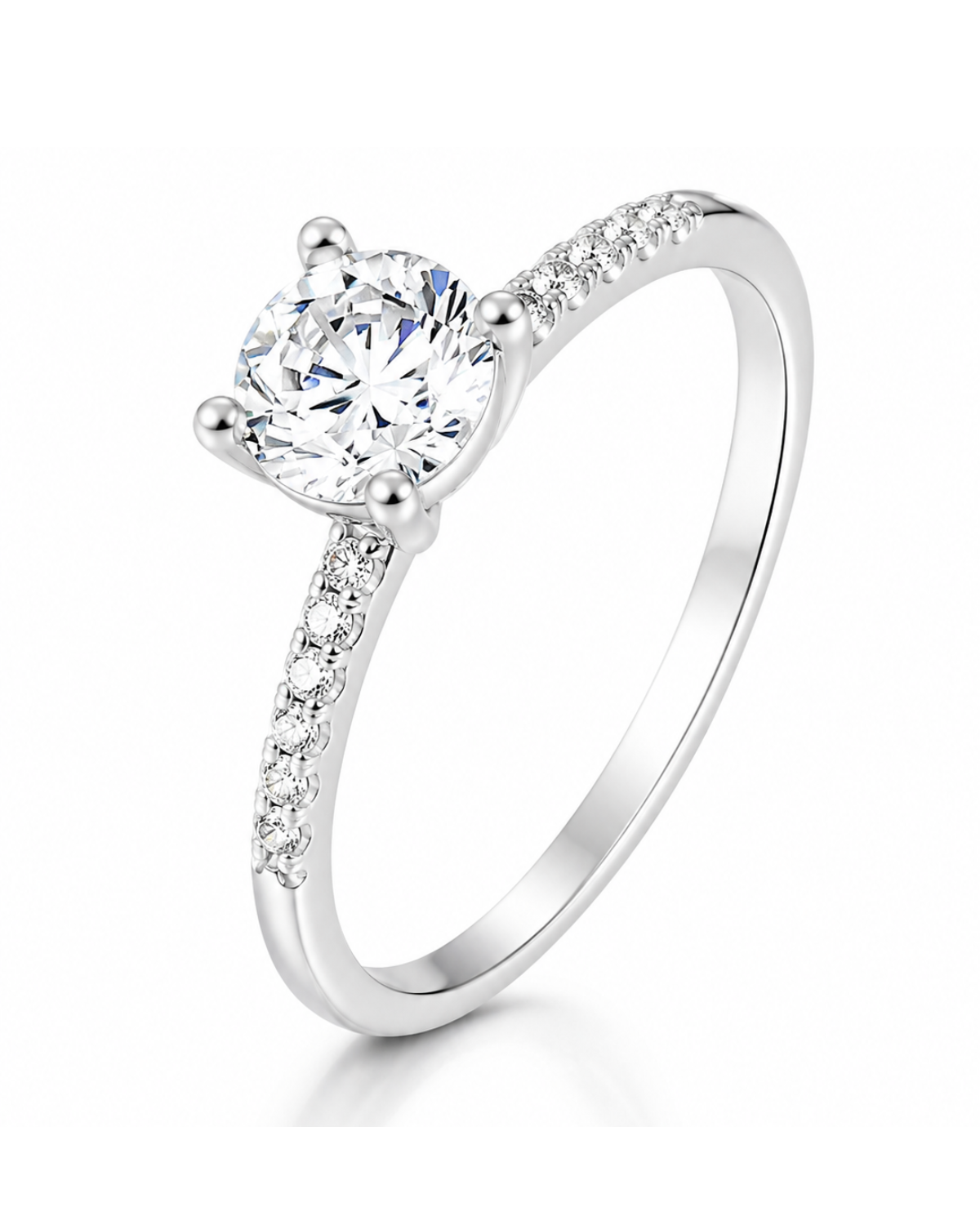 Anel Solitário Clássico com Zircônia Cristal em Prata 925 Lunnelé™
