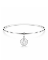 Bracelete Liso com Pingente Nossa Senhora das Graças em Prata 925 Lunnelé™