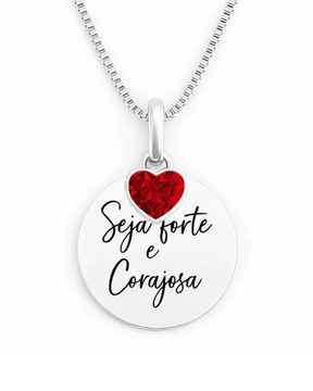 Colar Seja Forte e Corajosa Prata 925 Lunnelé™