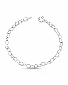 Pulseira Elos de Coração De Prata 925 Lunnelé™