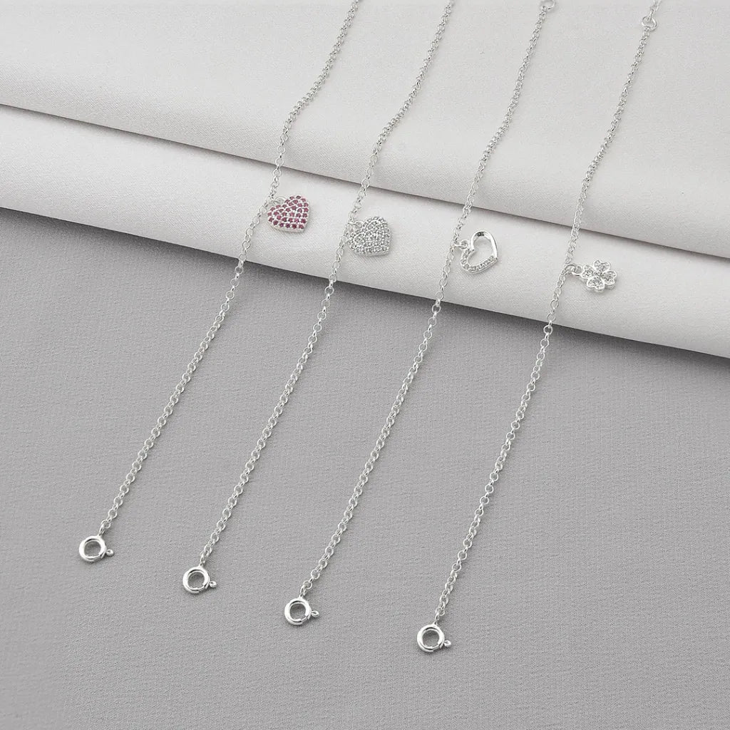 Pulseira Coração Cravejado Rosa em Prata 925 Lunnelé™ - foto 3