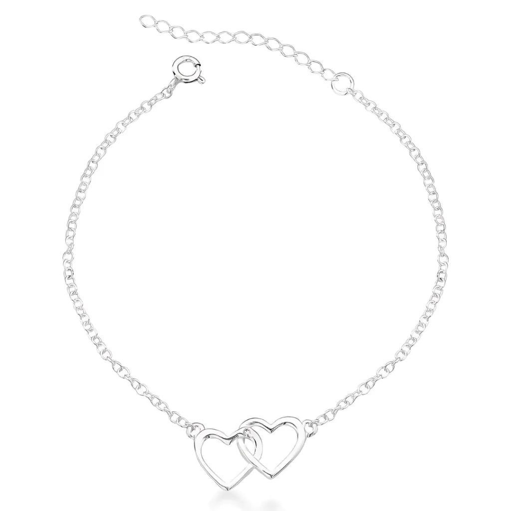 Pulseira Dois Corações Entrelaçados Prata 925