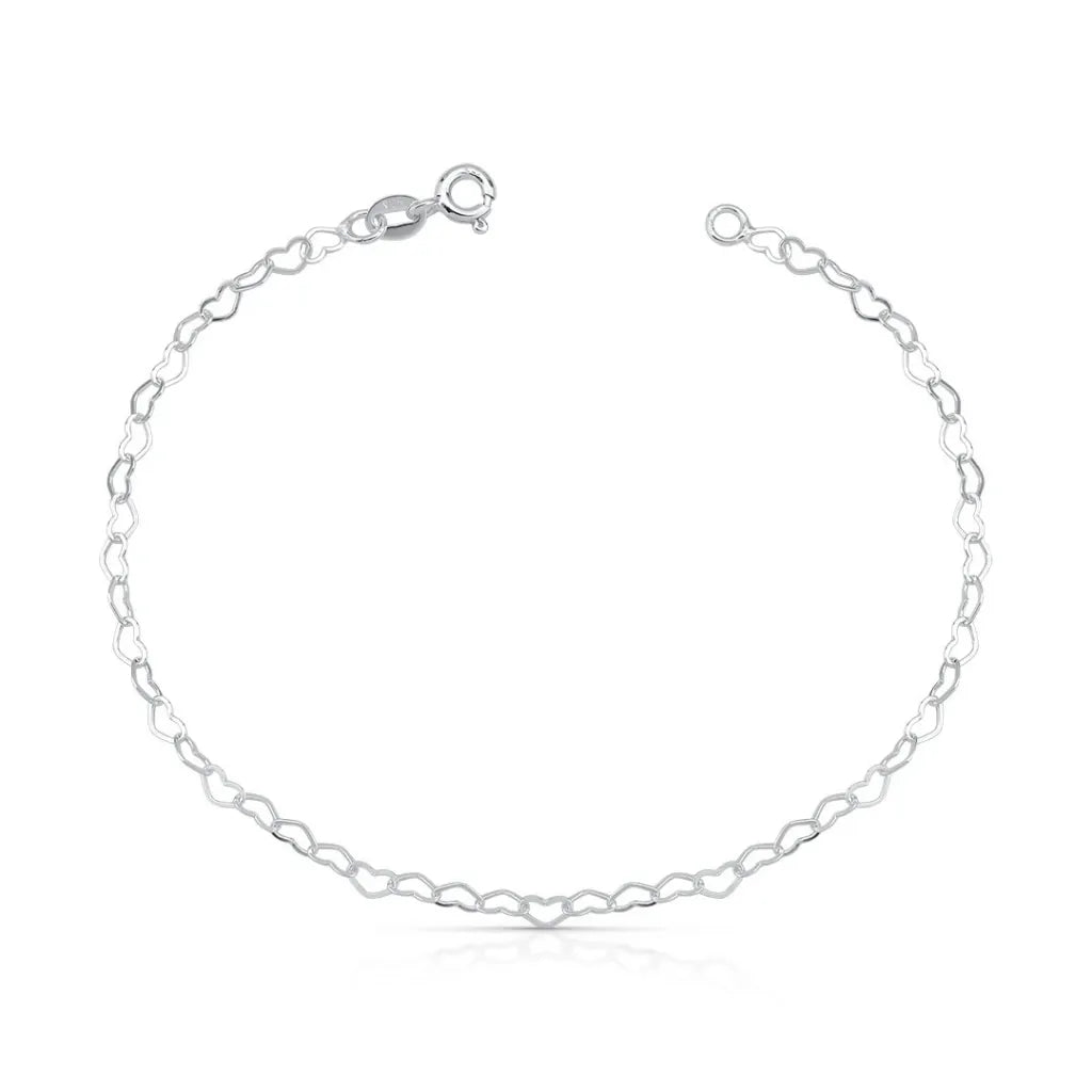 Pulseira Elo de Coração em Prata 925