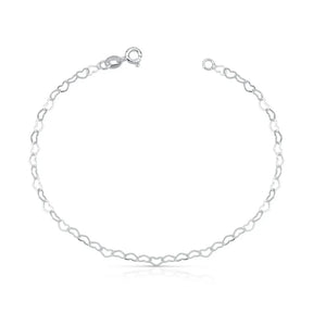 Pulseira Elo de Coração em Prata 925